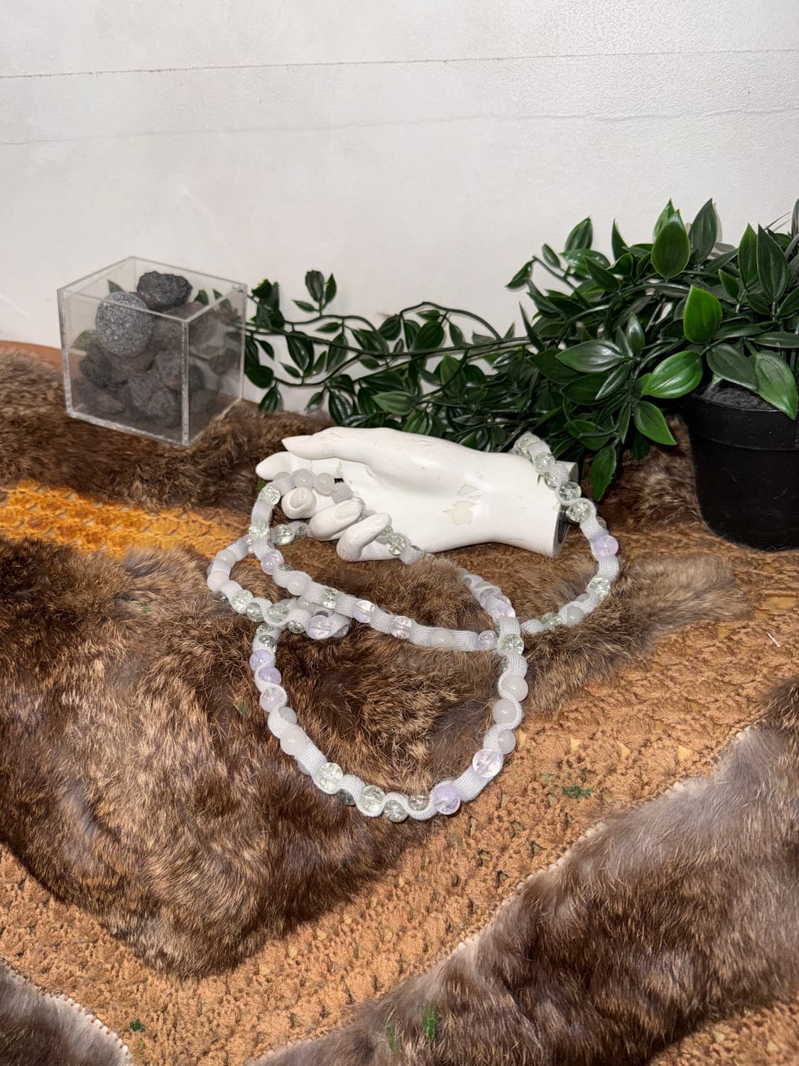 Ash purple strap beads necklace  상품이미지2