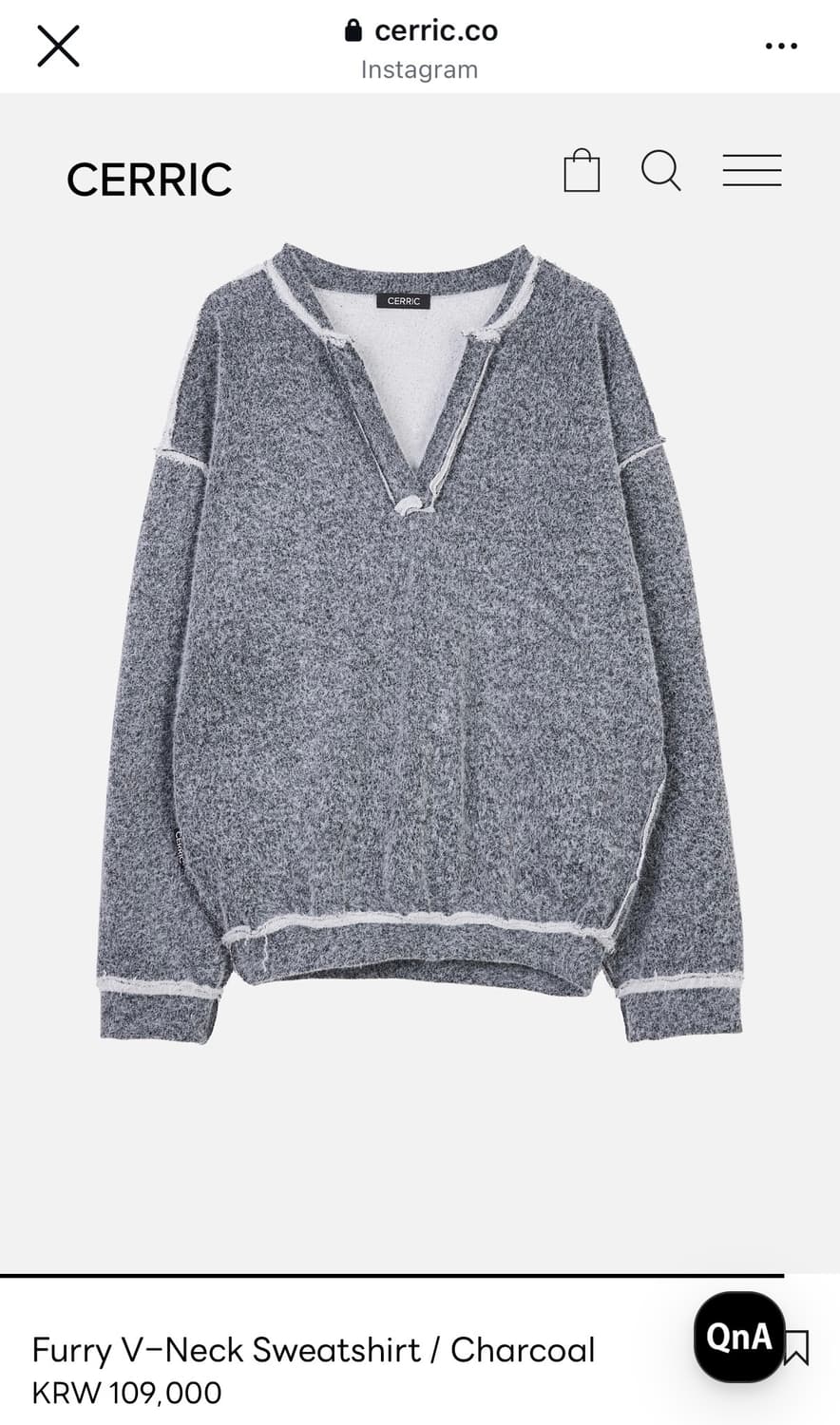 CERRIC 세릭 Furry V-Neck Sweatshirt 상품이미지4