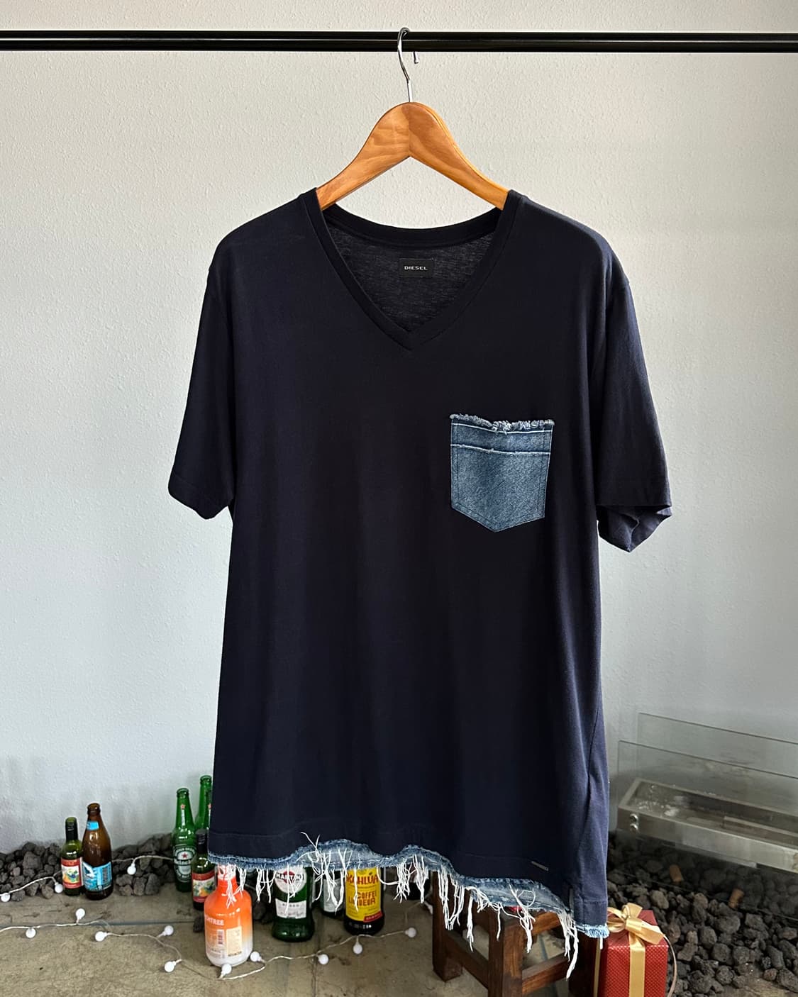 [XL]디젤 DIESEL 데님 포켓 그런지 반팔 티셔츠 상품이미지1