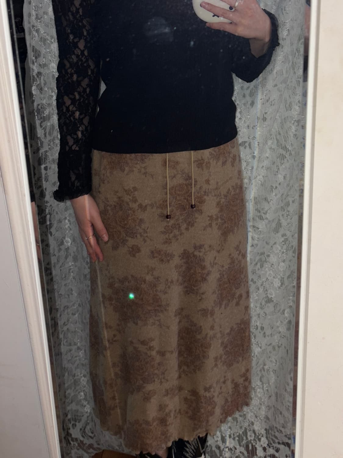 브라운 플라워 스커트 상품이미지3