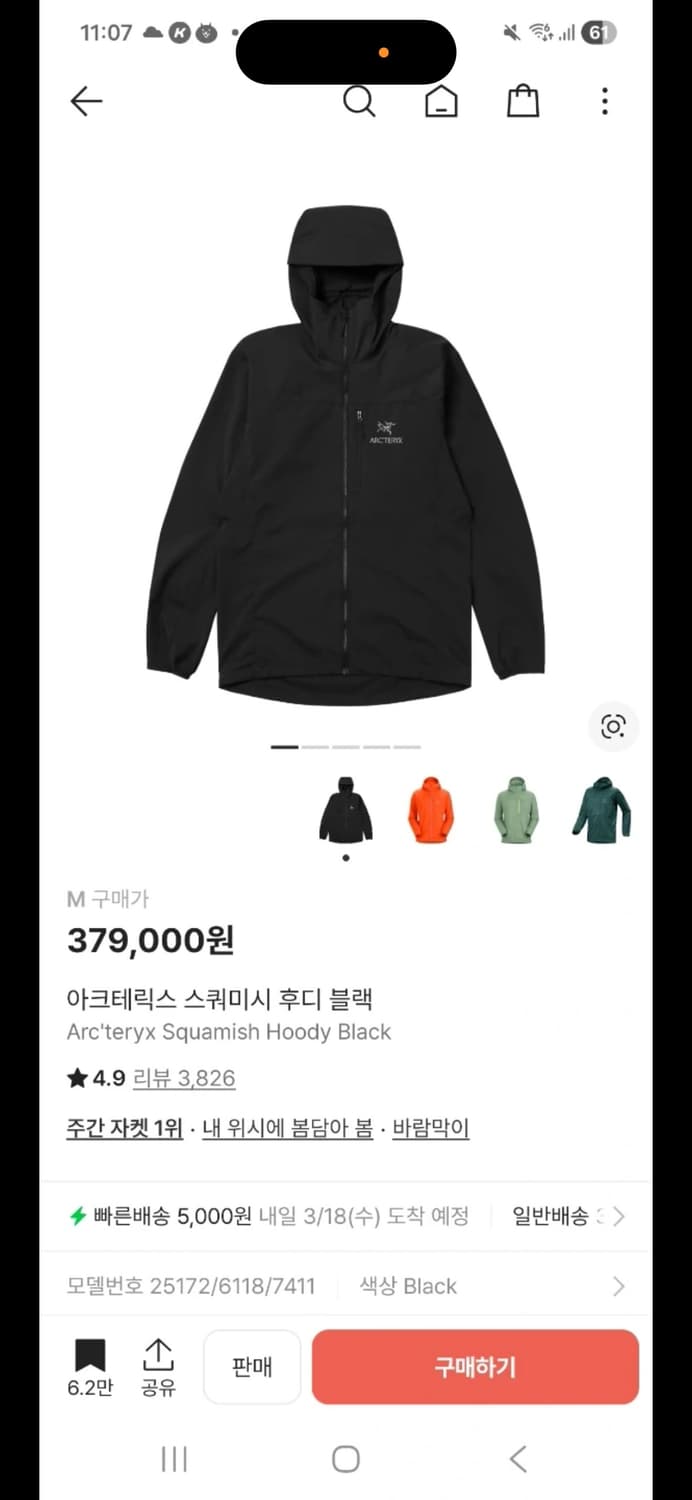 아크테릭스 스쿼미시 M SS급 상품이미지4