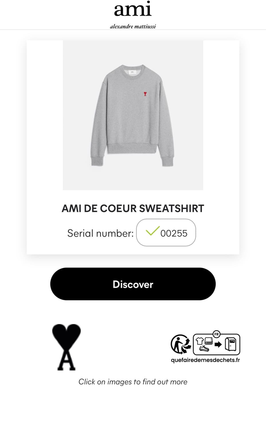 아미 스몰로고 맨투맨 L 상품이미지4