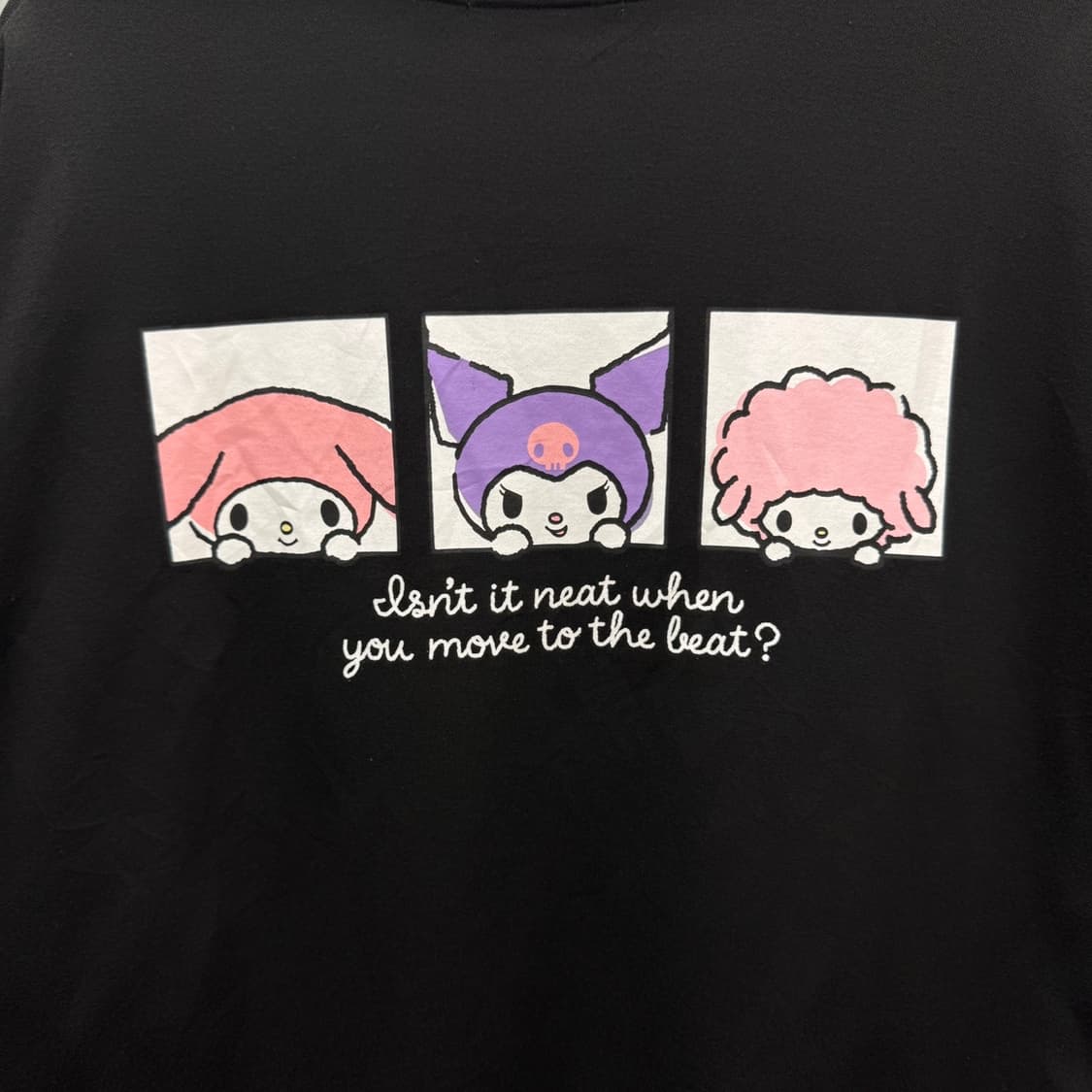 산리오 캐릭터즈 롱 슬리브 마이멜로디 쿠로미 백프린팅 블랙 상품이미지6