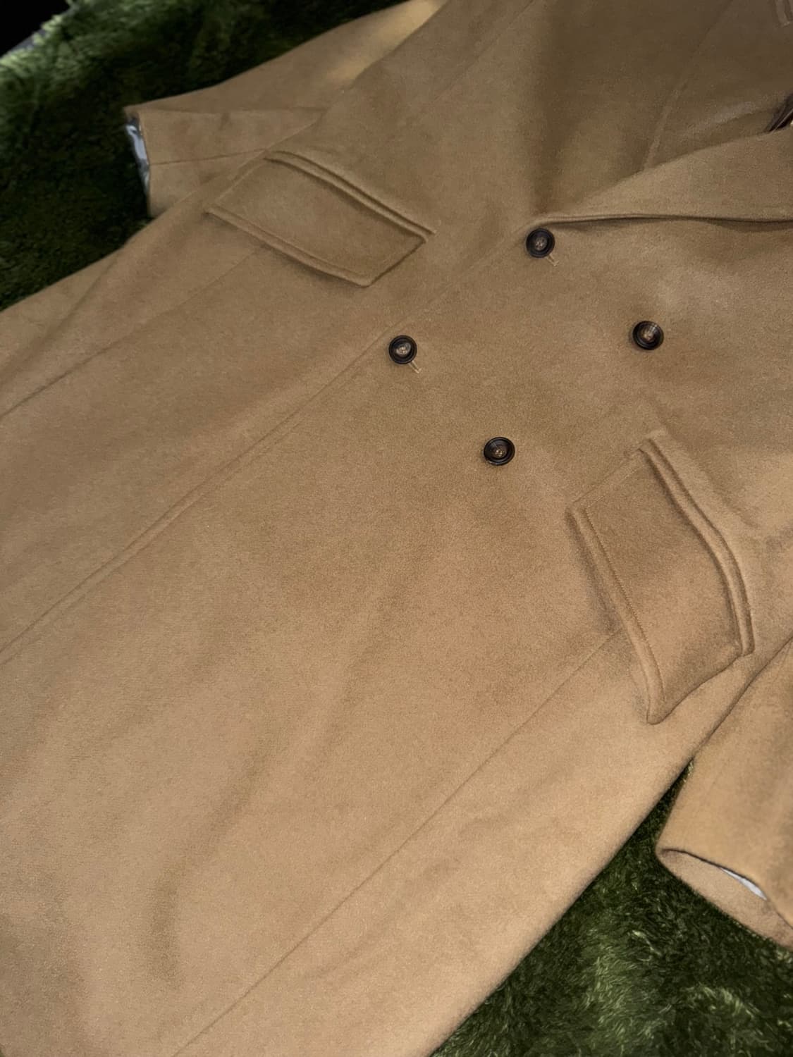 [M] 언어펙티드 21FW 오버사이즈드 더블 브레스티드 코트 카멜 상품이미지4