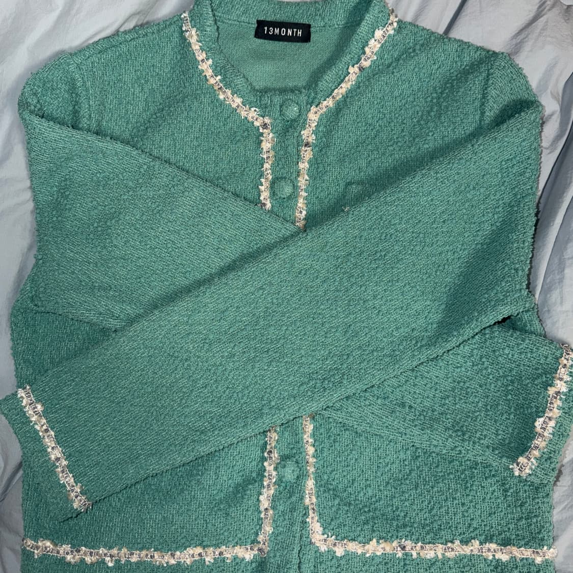 13month fringed tweed jacket mint 상품이미지5