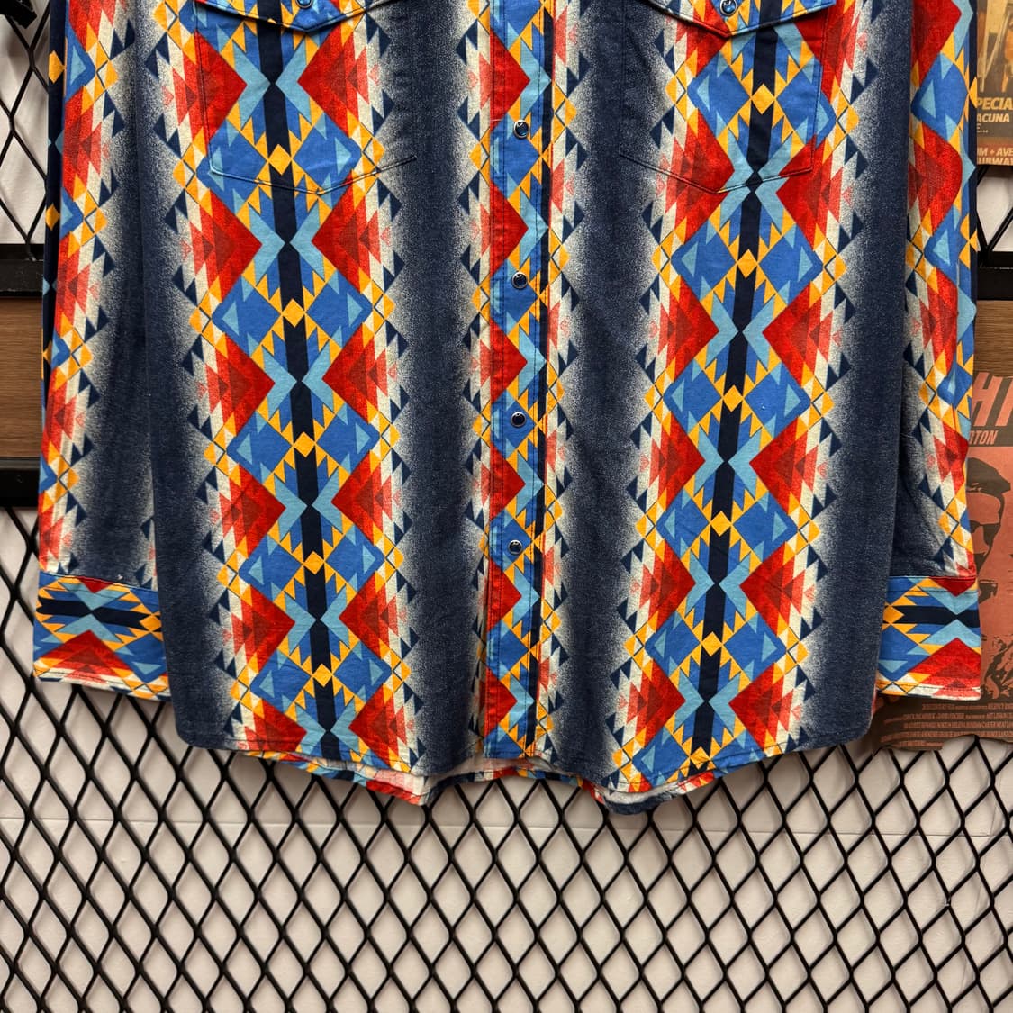 랭글러 네이티브 아메리칸 패턴 웨스턴 셔츠 레드 블루 배색 상품이미지4