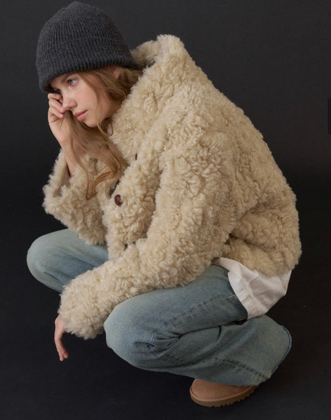 헤더먼트 이자벨 컬리 퍼 자켓 오트밀트 상품이미지3