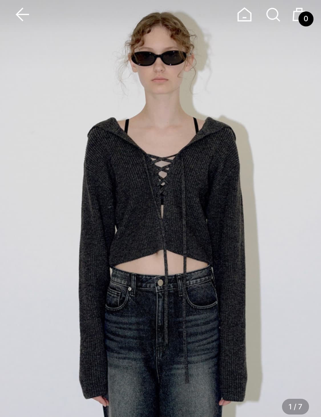 [다이애그널] Wool lace up Hoodie 그레이(차콜) 상품이미지1