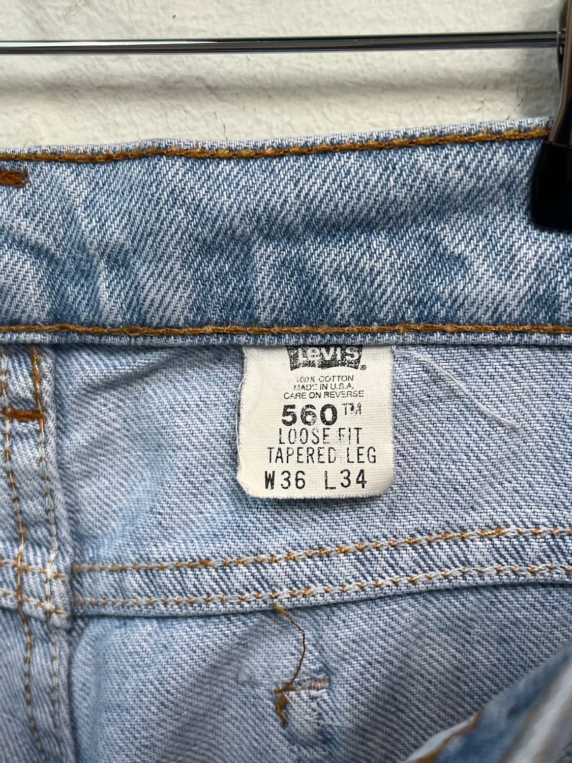 Levis 560 오렌지탭 루즈 테이퍼드 워싱 데님 팬츠 36x34 상품이미지3