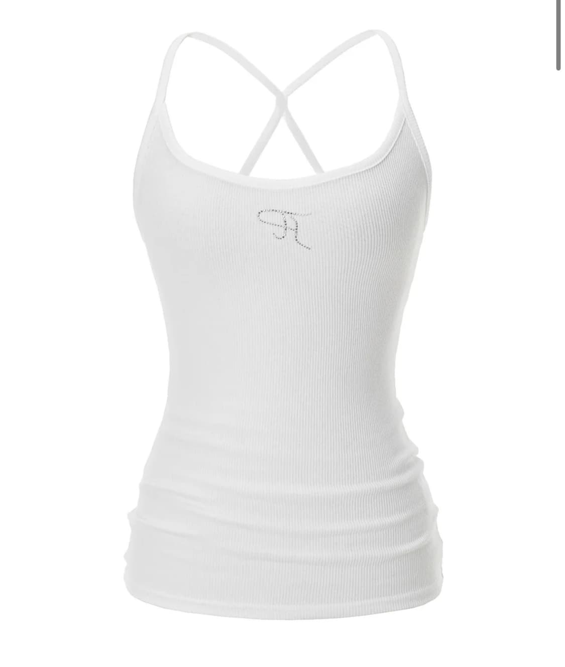 쓰리타임즈 쥬얼 탱크탑 화이트, 핑크 상품이미지2