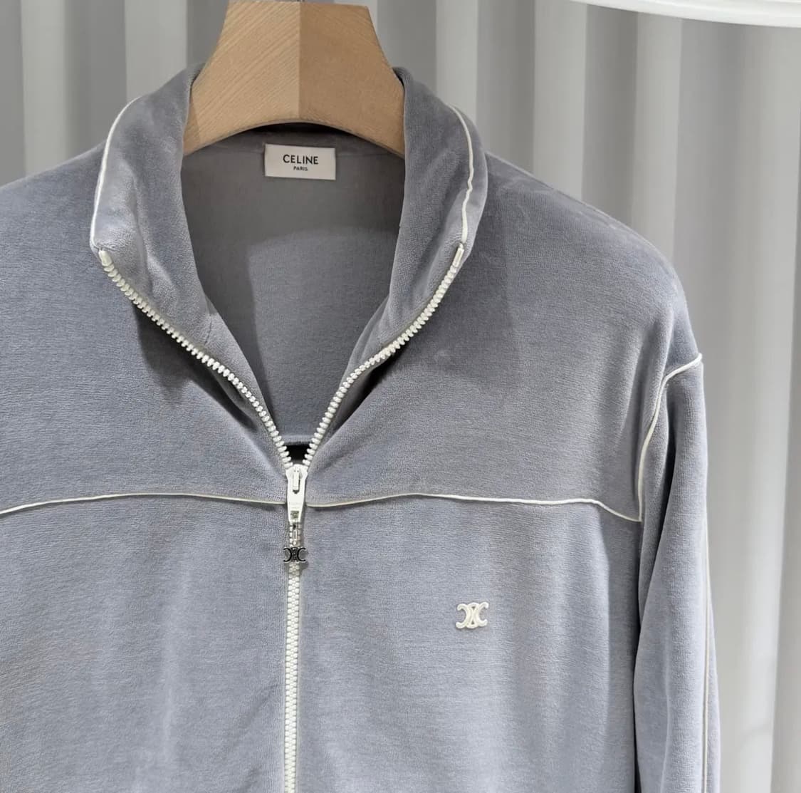 (A+/L,XS) / 셀린느 트리오페 벨벳 트랙수트 트레이닝 셋업 그레이 상품이미지3