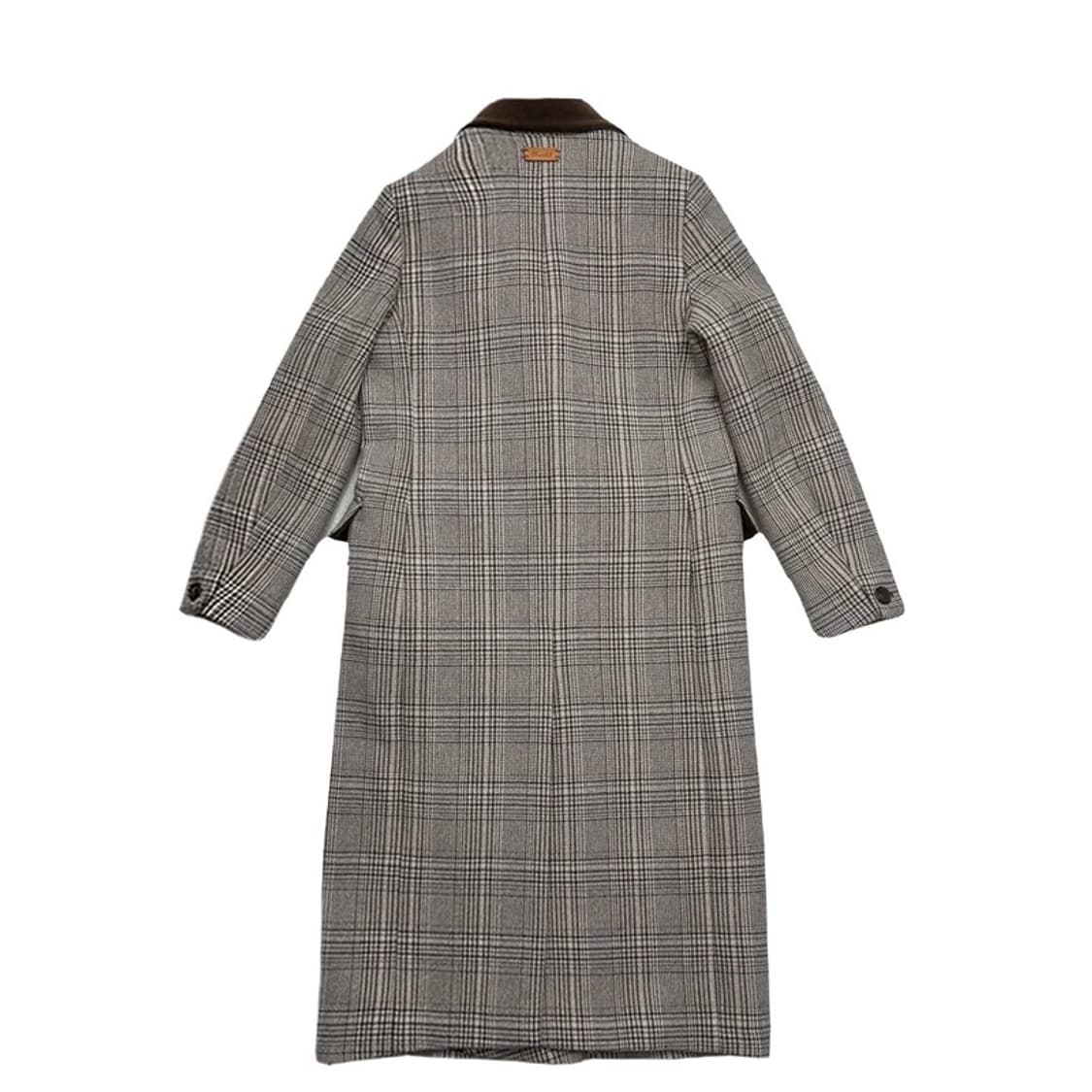 써스데이 아일랜드 더블여밈 체크 자수 맥시기장 코트 S 상품이미지8