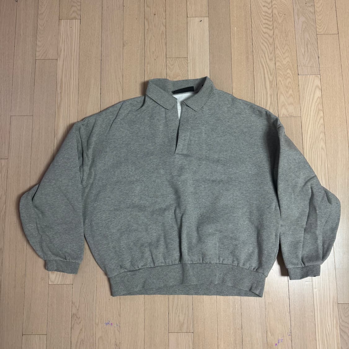 에센셜 롱슬리브 폴로 다크 헤더 오트밀 L 상품이미지2