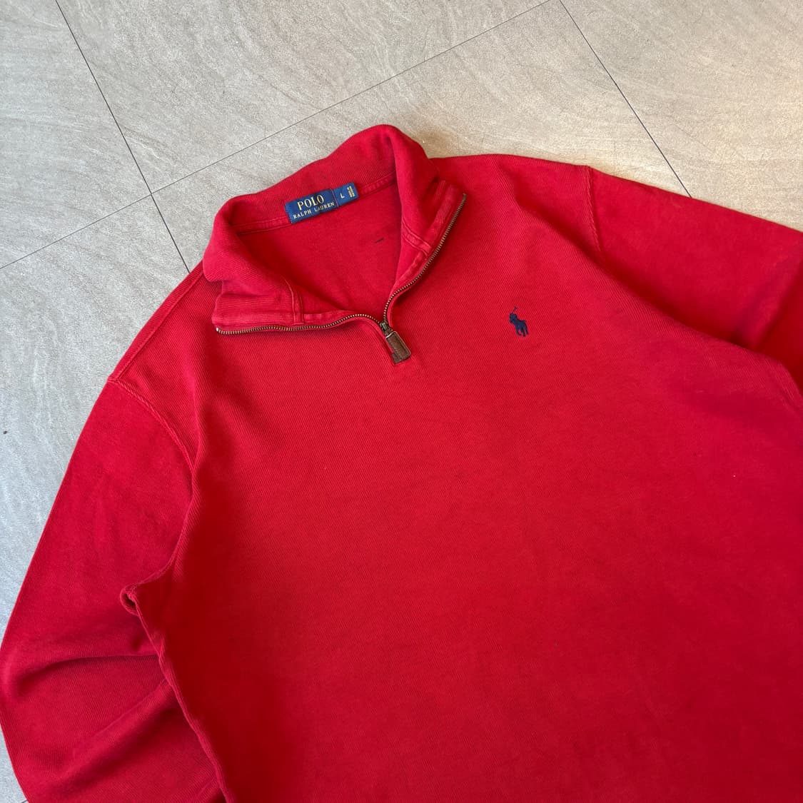 폴로 정품 레드 반집업 니트 상품이미지2