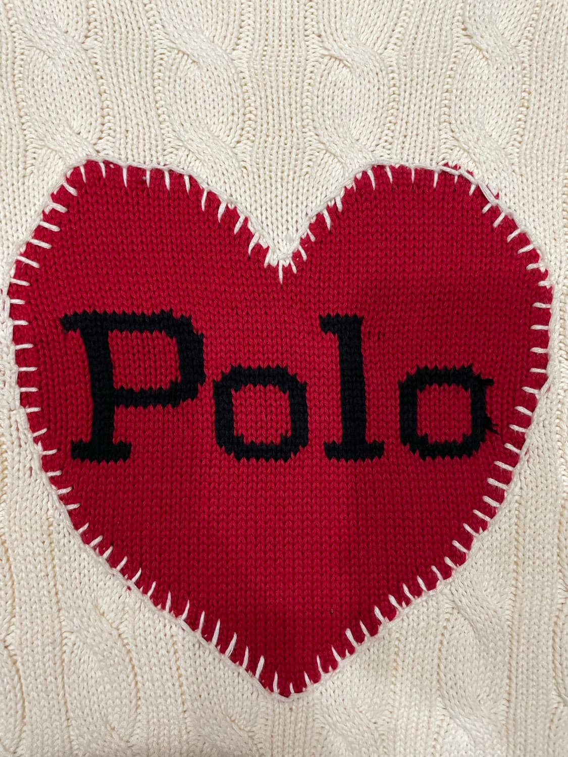 폴로 랄프로렌 하트 케이블 니트 스웨터 아이보리 상품이미지5