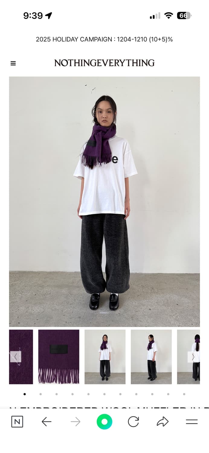 택o새상품) 낫띵에브리띵 N 울 머플러 퍼플 상품이미지1