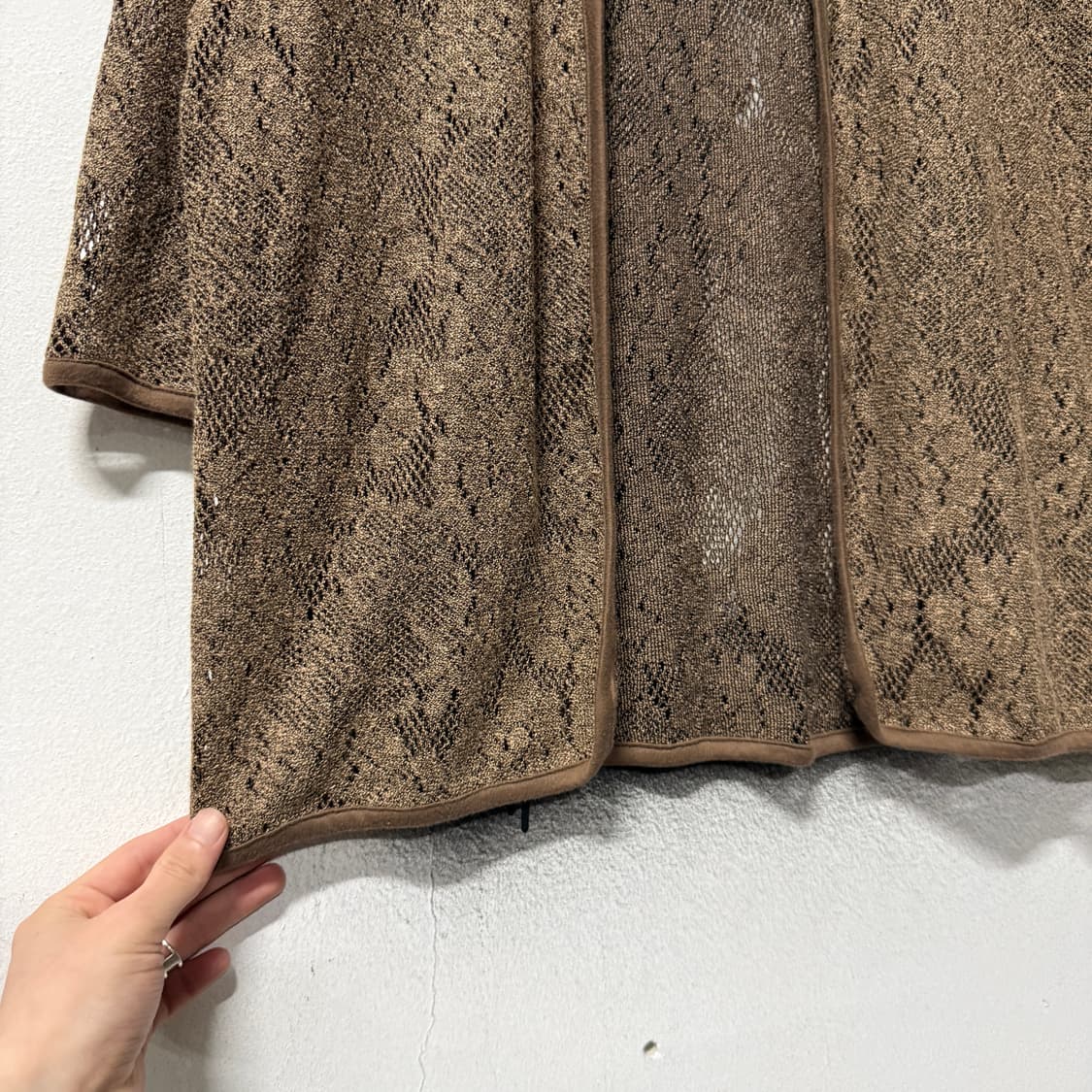 VTG 빈티지 브라운 펀칭 7부 크로쉐 가디건 상품이미지4