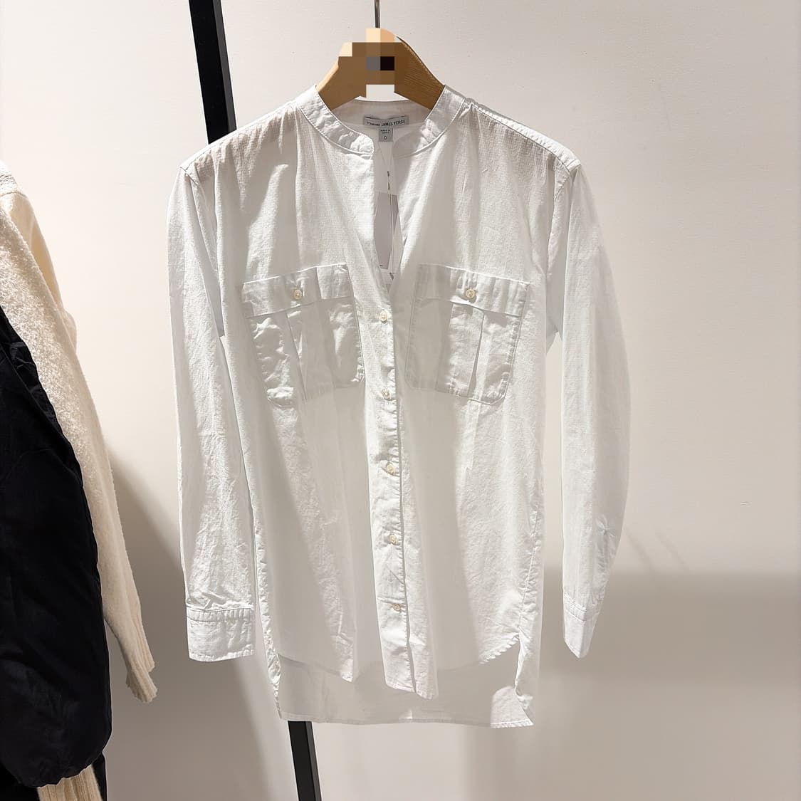 (정품/새상품) 제임스펄스 여성 화이트 코튼 립스탑 포켓 셔츠 상품이미지1