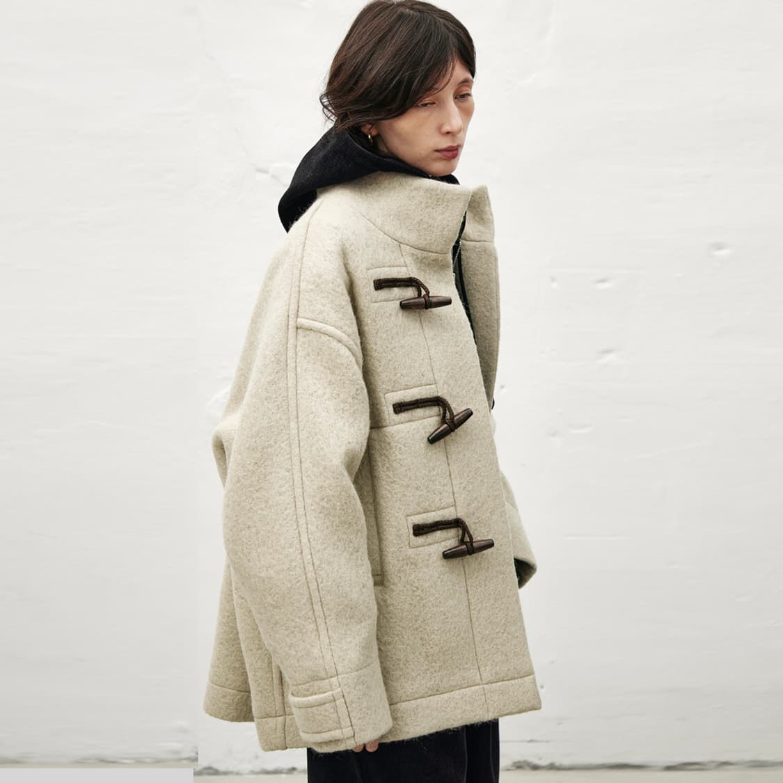 리파인드902(REFINED902) 헤어리 울 더플 하프코트 새상품  상품이미지3