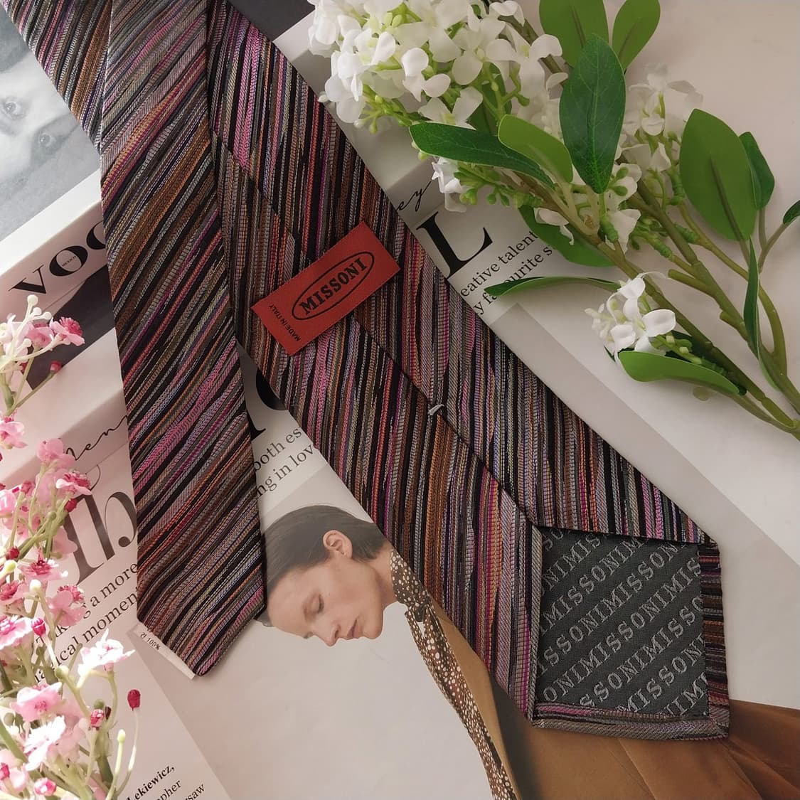 미쏘니 실크 텍스처드 스트라이프 넥타이 8.7cm A+등급 K1559
 상품이미지6