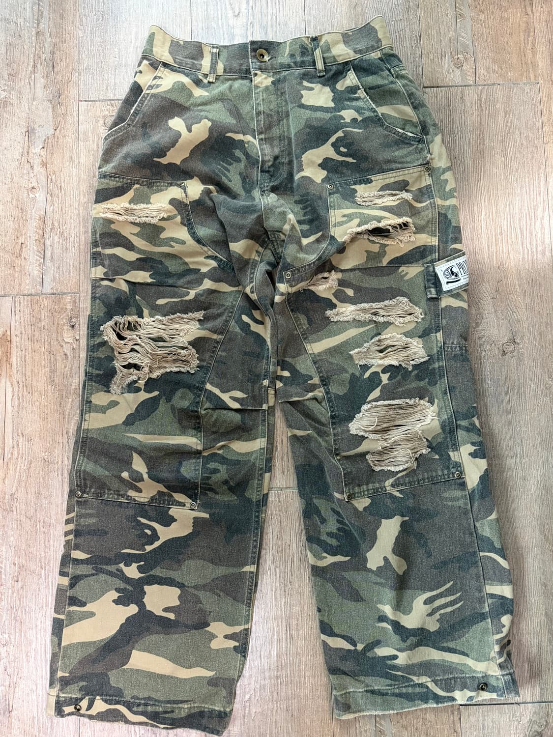 이티씨이 더블니 디스트로이드 팬츠 빈티지 카모 S 상품이미지3