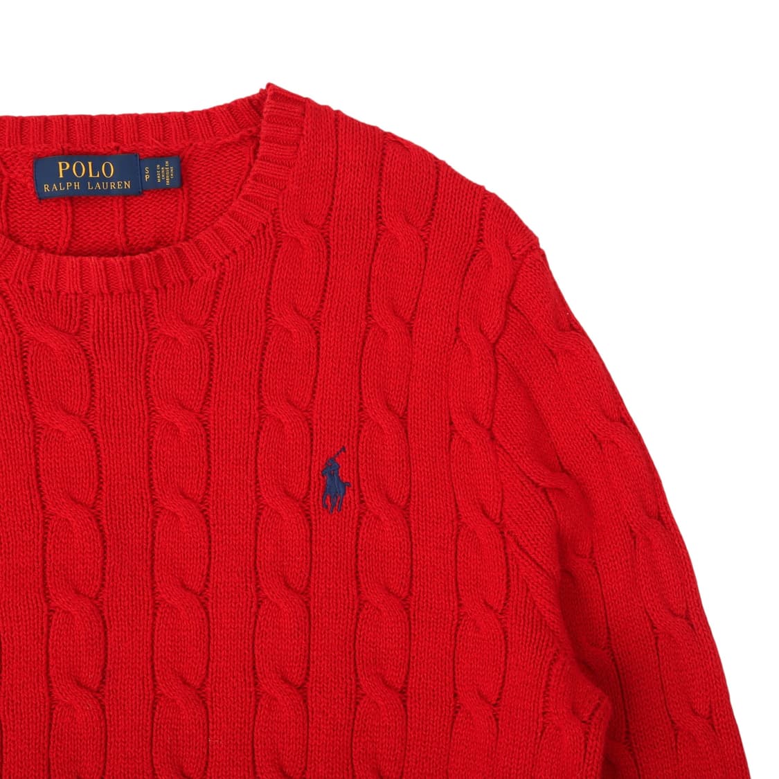 폴로 랄프로렌 레드 코튼 케이블 니트 스웨터 상품이미지3