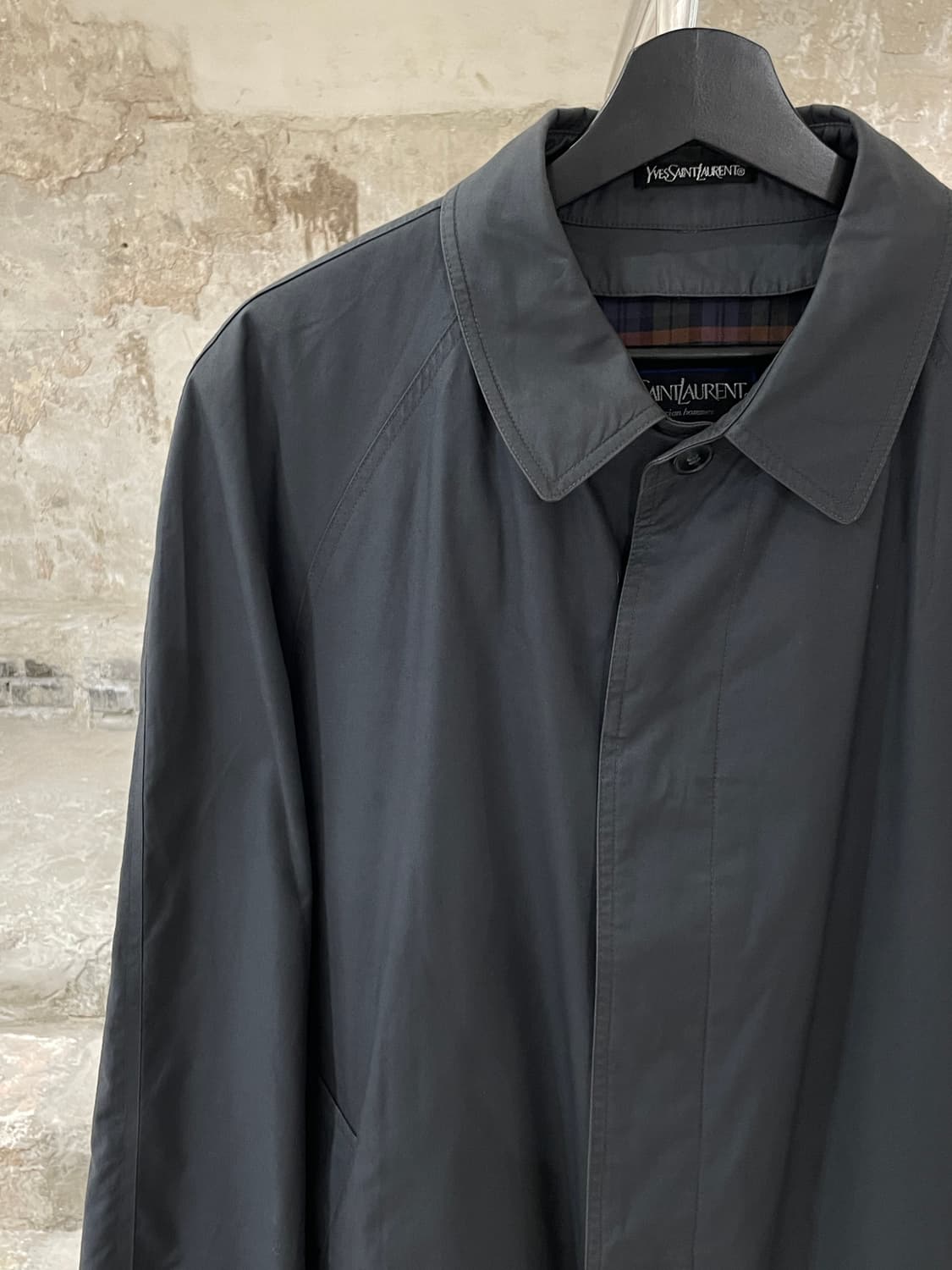 이브 생로랑 디퓨전 옴므 스톤 그레이 히든 버튼 웨이스트 타이 코트 상품이미지2