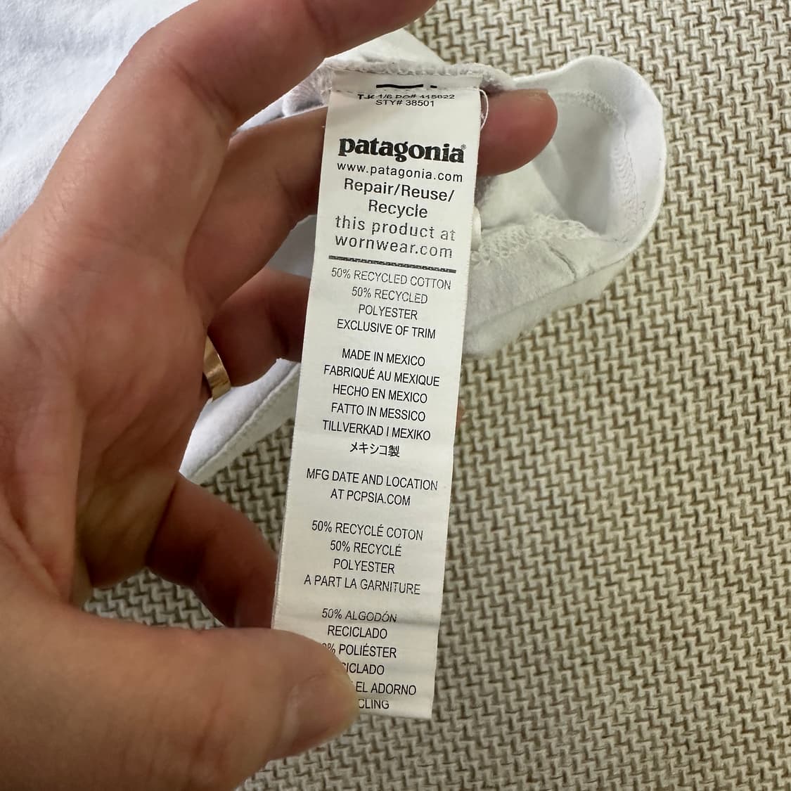 L 파타고니아 화이트 반팔 티셔츠 0413D 상품이미지3