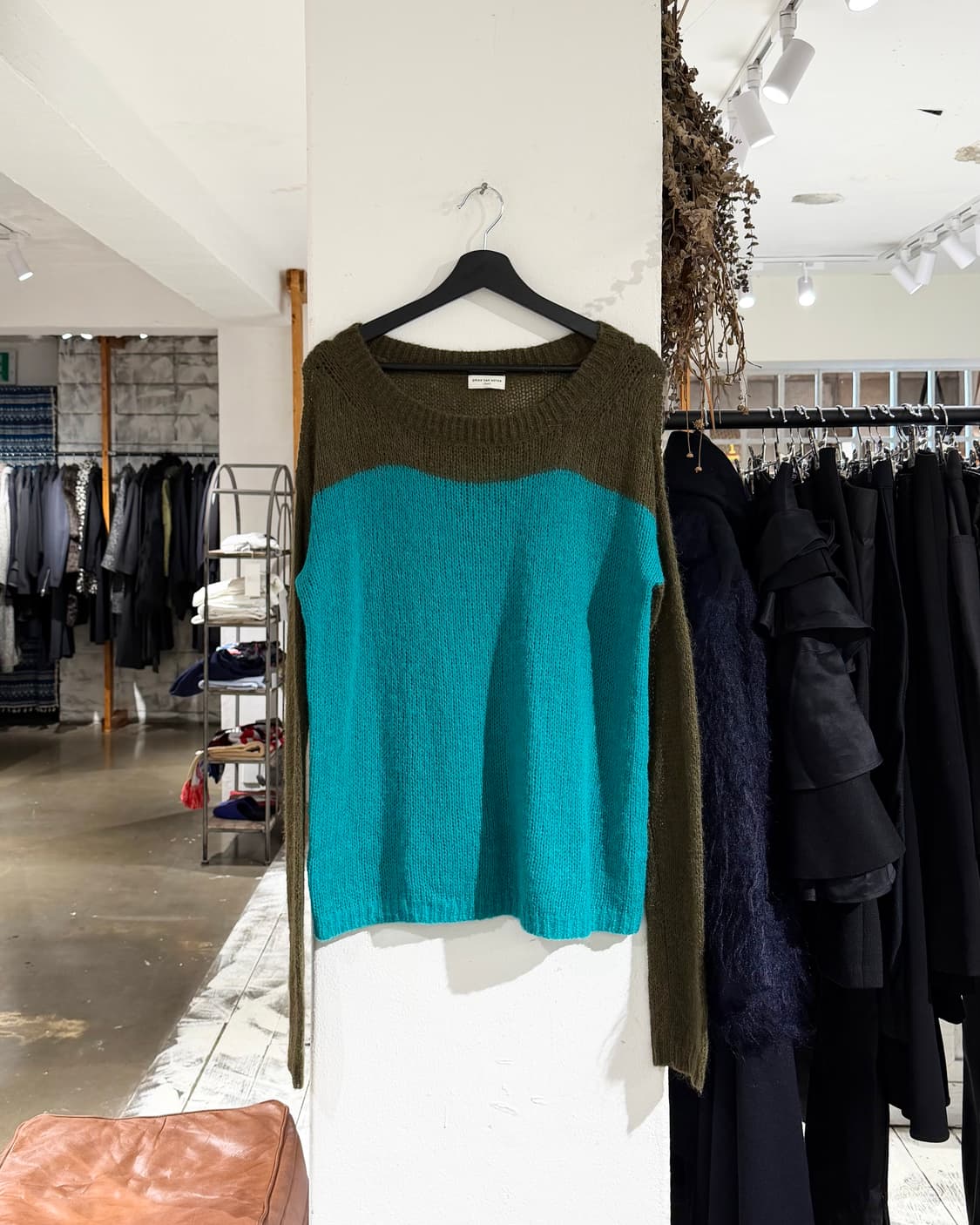 드리스 반 노튼 민트 배색 알파카 블렌드 니트  상품이미지1