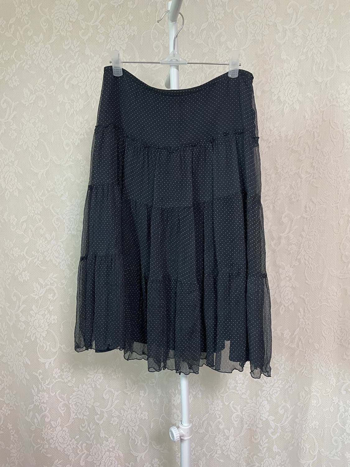 Black Dot Tiered Chiffon Skirt 상품이미지1