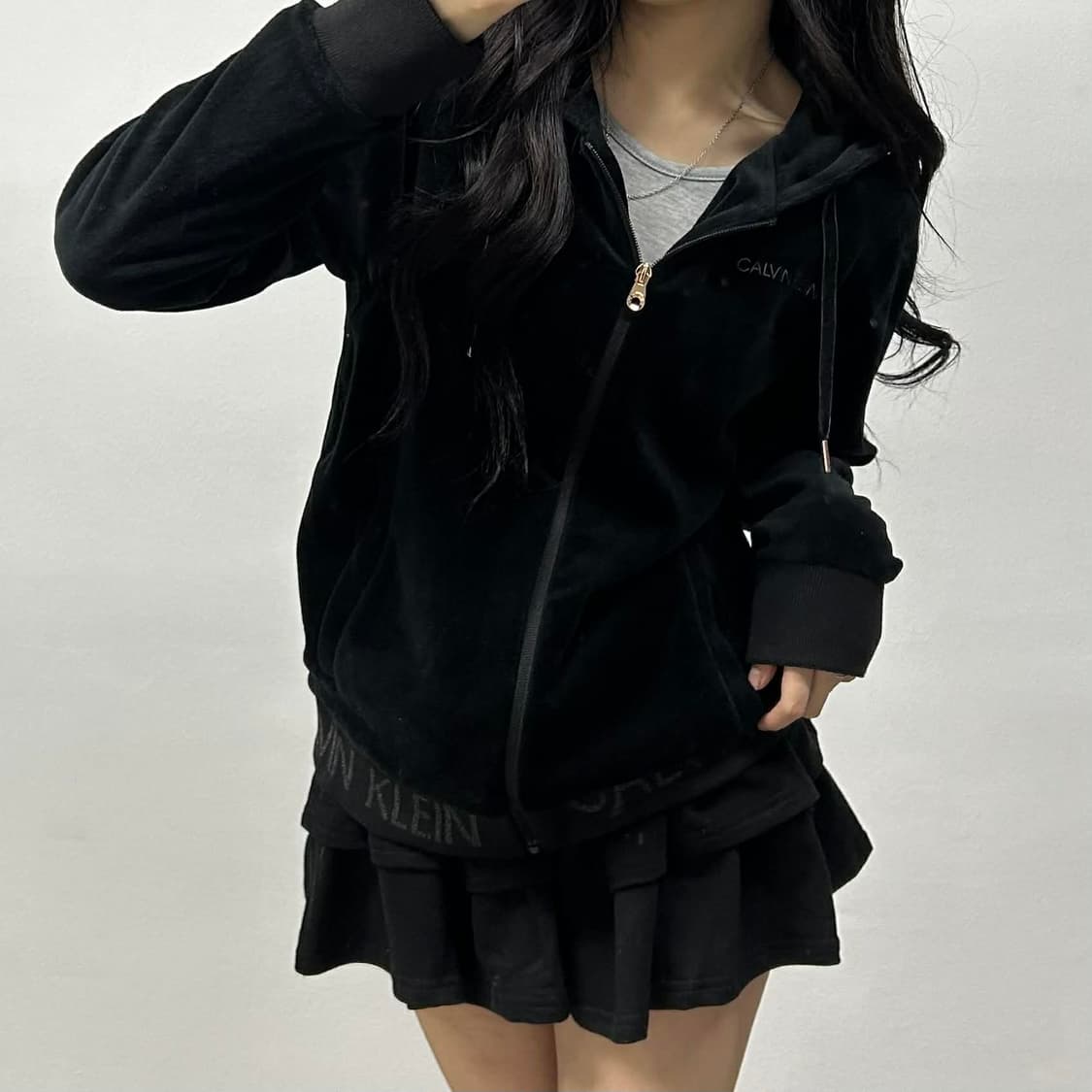 캘빈클라인 벨루어 벨벳 걸즈 후드집업 희귀져지 상품이미지1