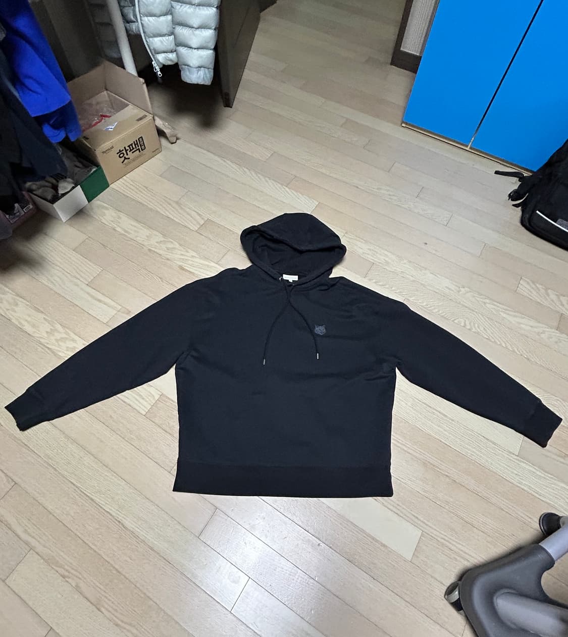 메종 키츠네 볼드 폭스 헤드 패치 오버사이즈 후드 블랙 상품이미지3