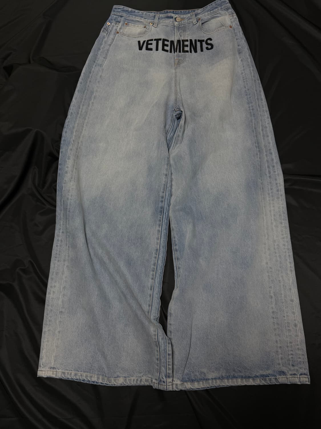 베트멍 로고 자수 배기진 블루 데님팬츠 상품이미지2