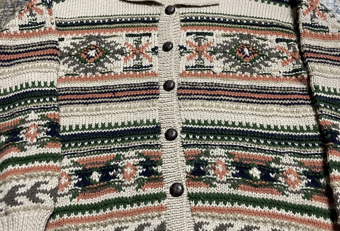 JPN 일본 빈티지 노르딕 페어아일 보헤미안 패턴 가디건 니트 스웨터 상품이미지6