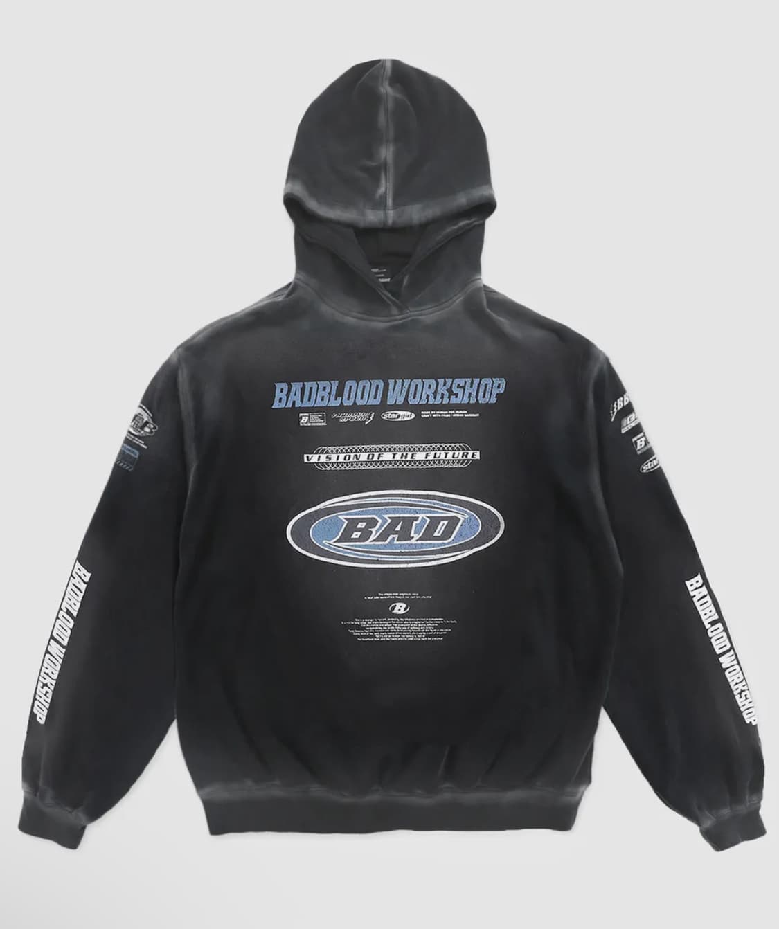 배드블러드 F2 올드이펙트 후드 - 블랙/블루 L 상품이미지1