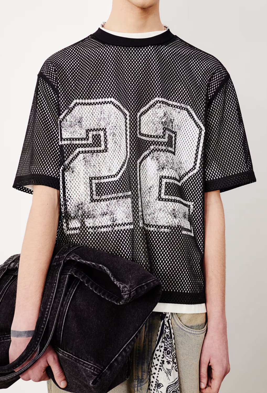 H&M 오버사이즈핏 프린트 메쉬 티셔츠 상품이미지1