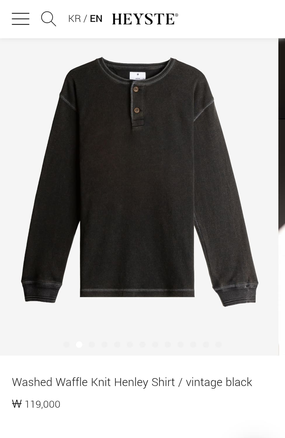 헤이스트 와플 니트 헨리셔츠 빈티지블랙 0사이즈 상품이미지1