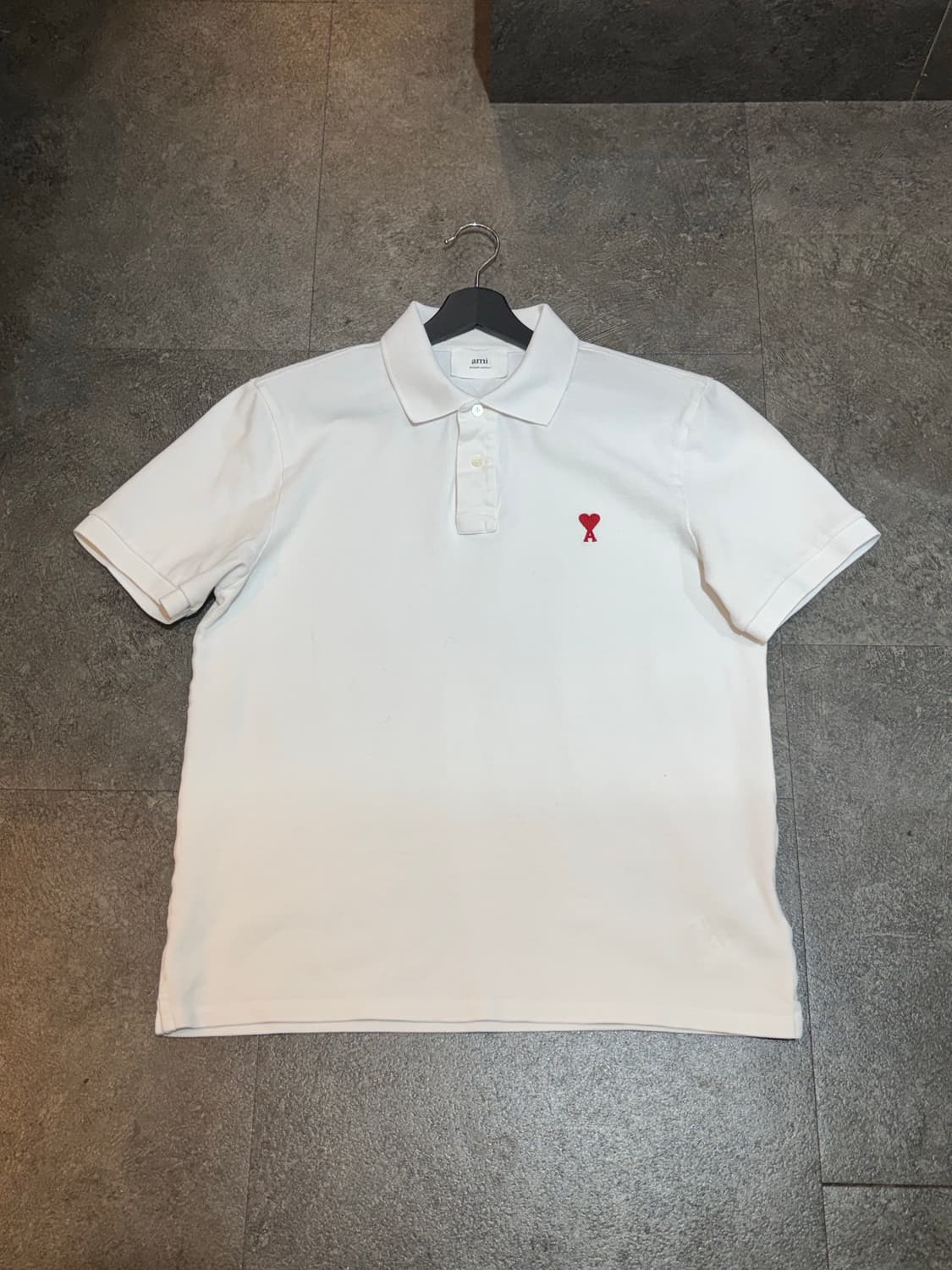 AMI 아미 반팔 카라티 티셔츠 화이트 백화점판 XL 상품이미지2