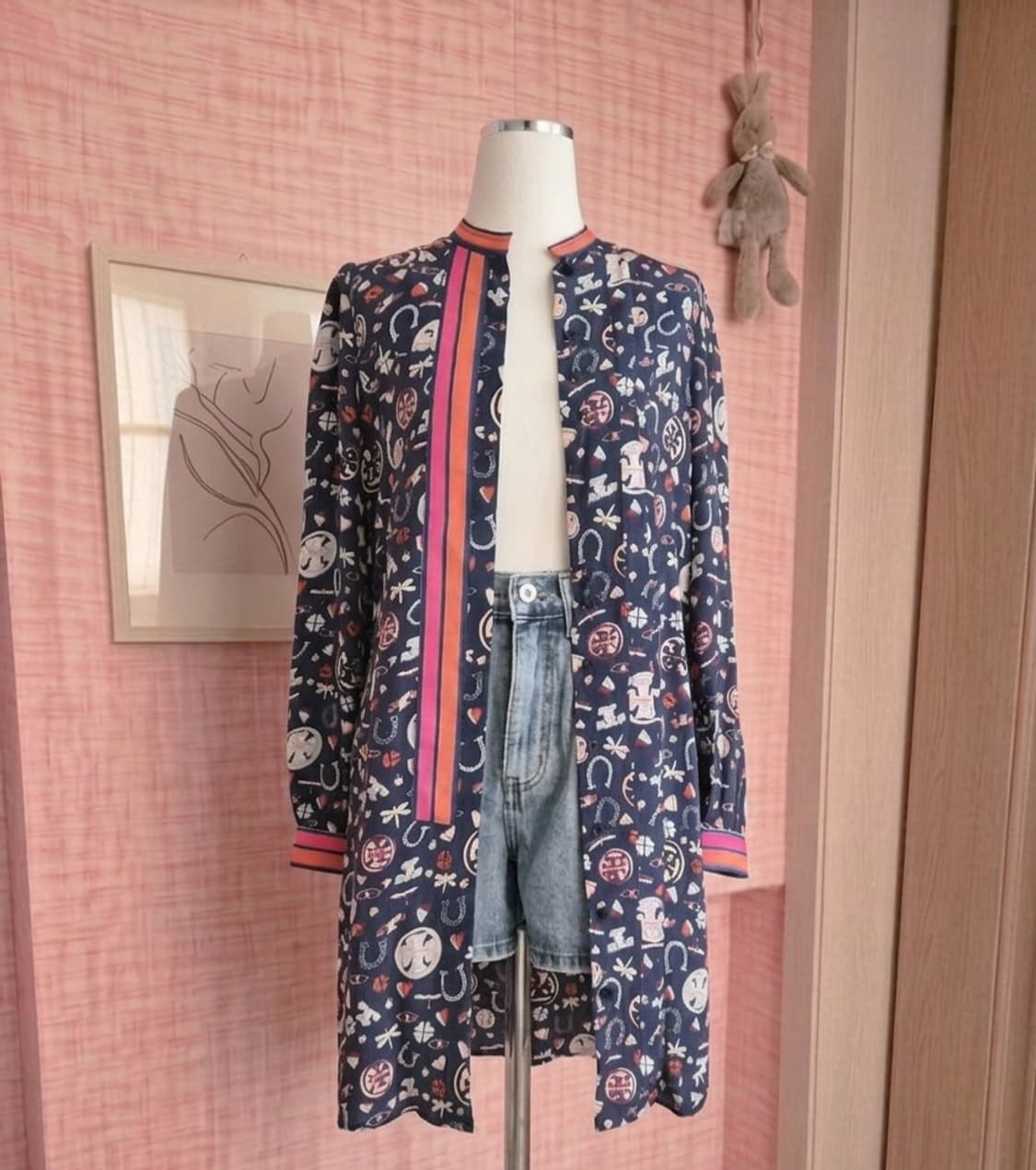 패턴 롱 로브스타일 셔츠 원피스 (상태 최상) 상품이미지1