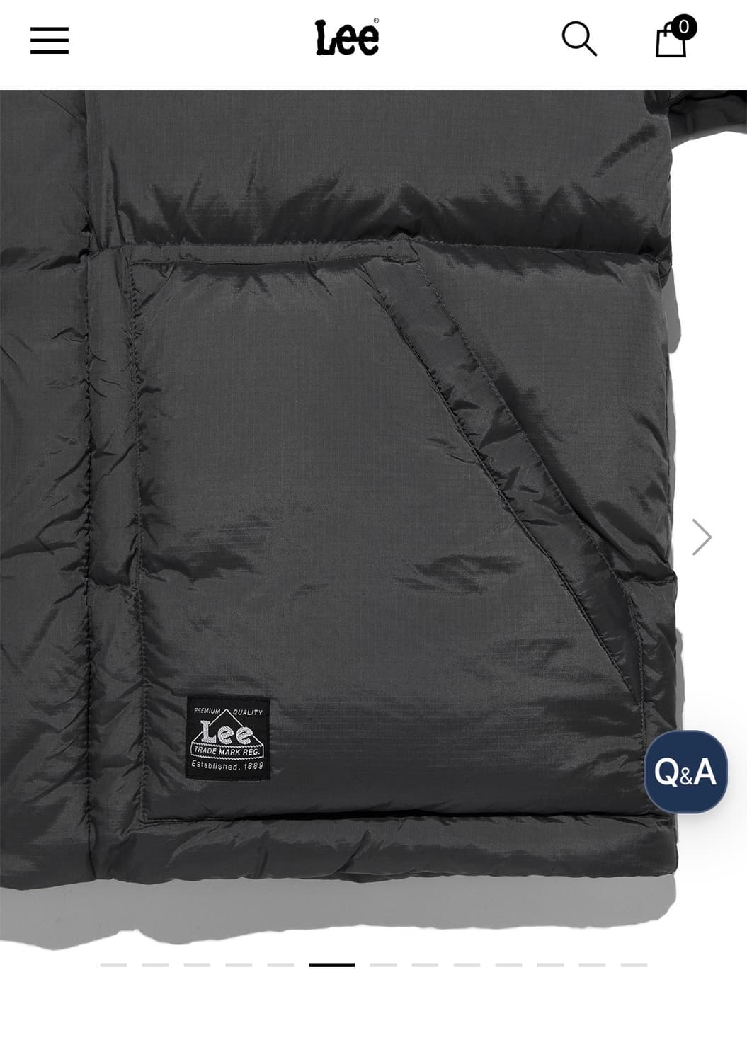 lee 패딩/ 후드 헤비 듀티 다운 챠콜 상품이미지3