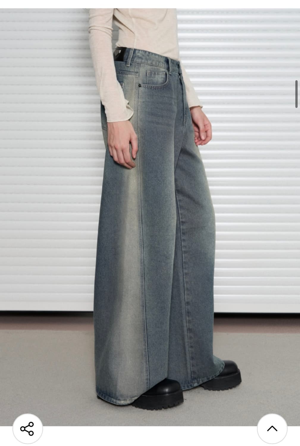 (새상품)(S) 레더리 워시드 와이드 데님 팬츠 [BLUE] 판매 상품이미지6