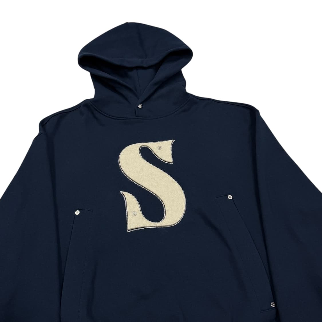 세터 리벳 아플리케 포켓 로고 스웻 후드티 네이비 M 상품이미지2