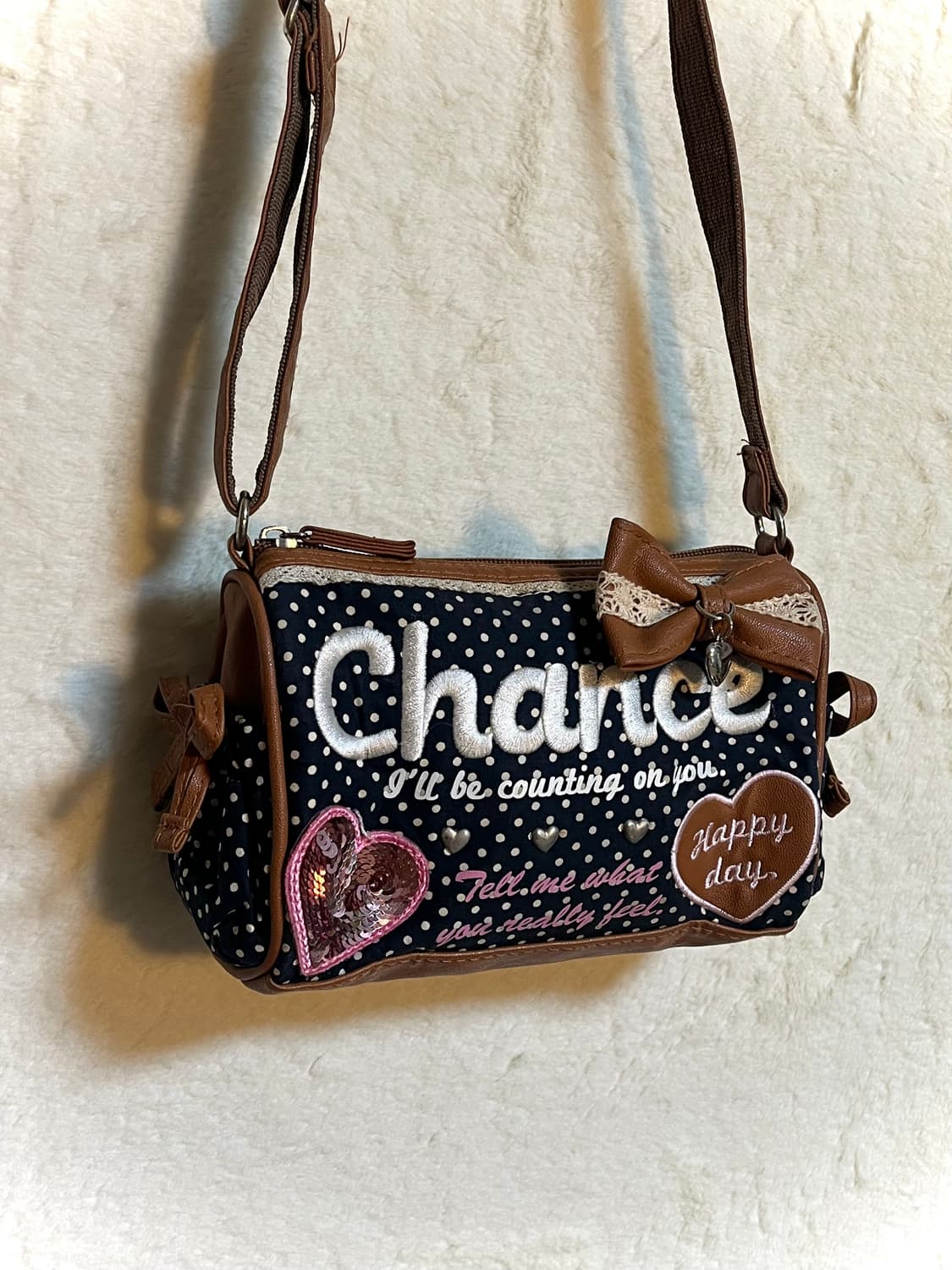 빈티지 도트 리본 갸루 크로스백 상품이미지2