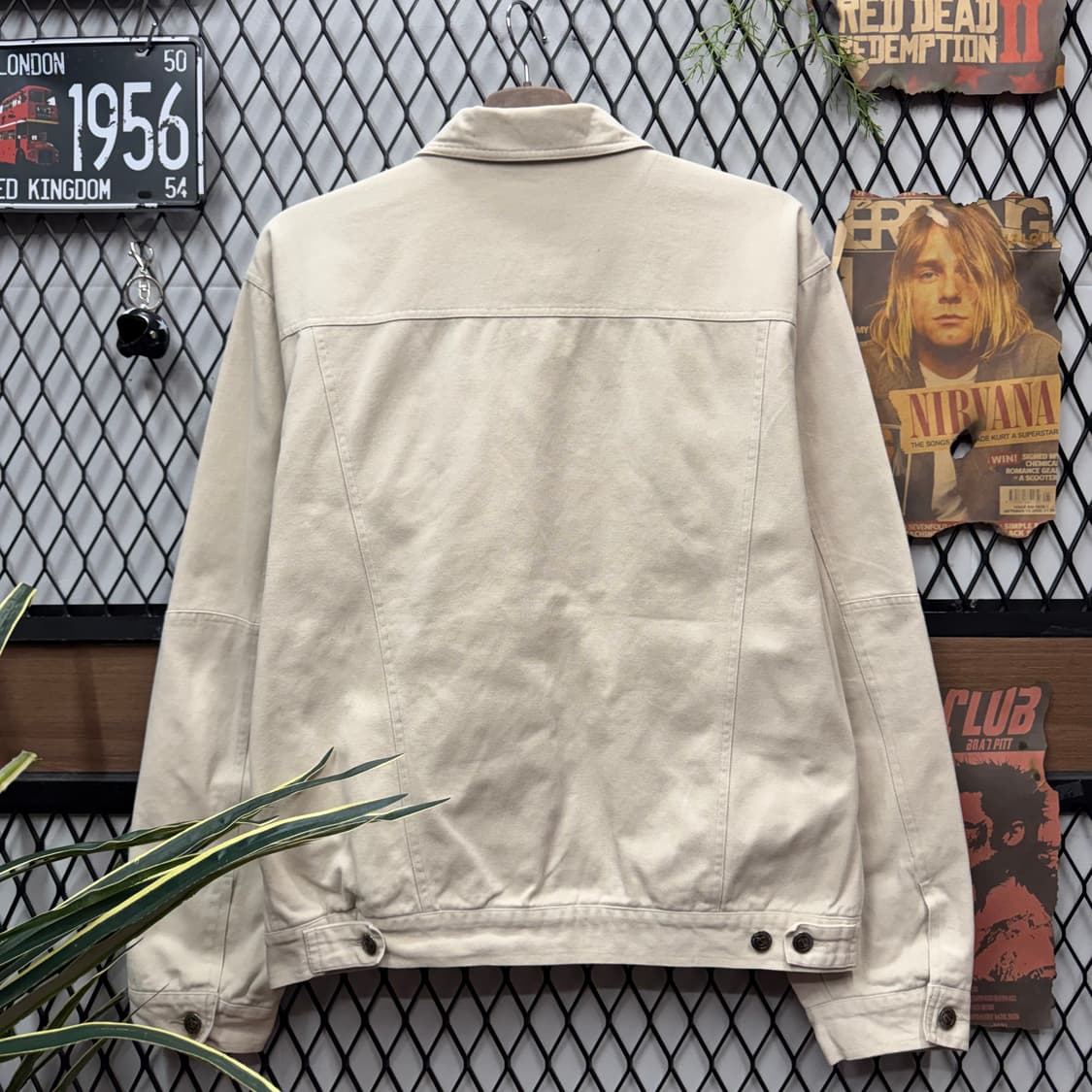 90s ITA VINTAGE 데님 트러커자켓 전면 투포켓 포인트 아이보리 상품이미지2