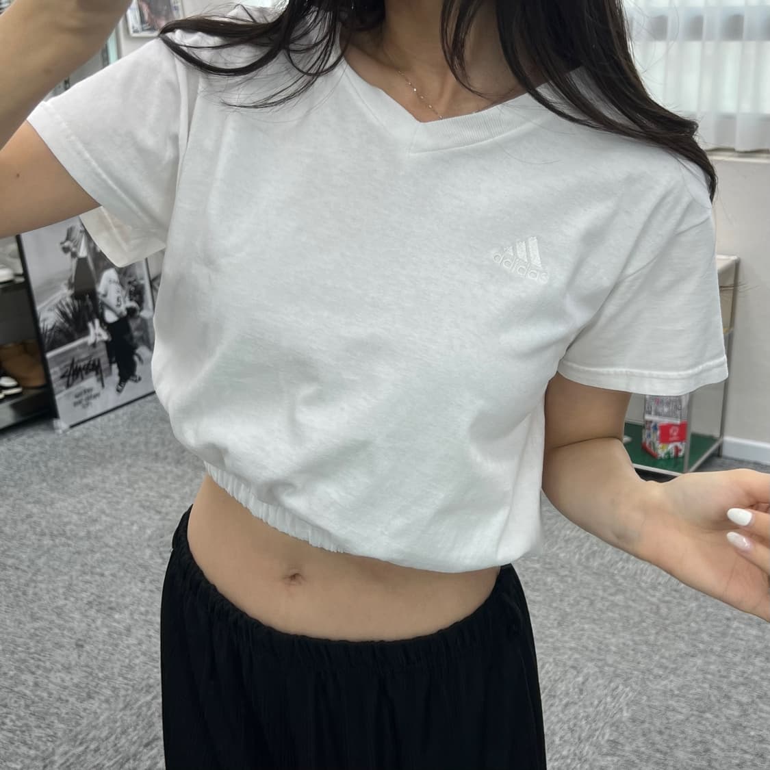 (WOMEN M)90'S 아디다스 크롭 반팔-Y296 상품이미지5