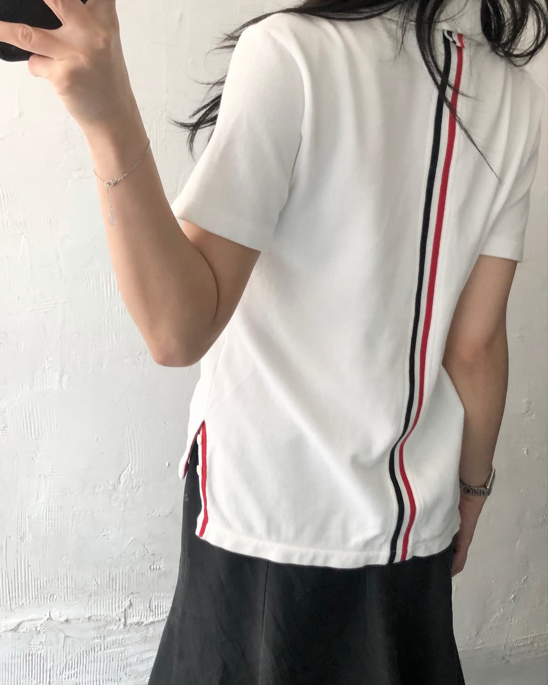 Thom Browne 톰브라운 화이트 코튼 백삼선 버튼 PK 카라티셔츠 상품이미지3