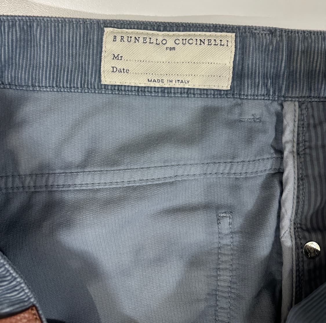 브루넬로 쿠치넬리 이탈리안핏 코듀로이 아주르 블루 팬츠 상품이미지6