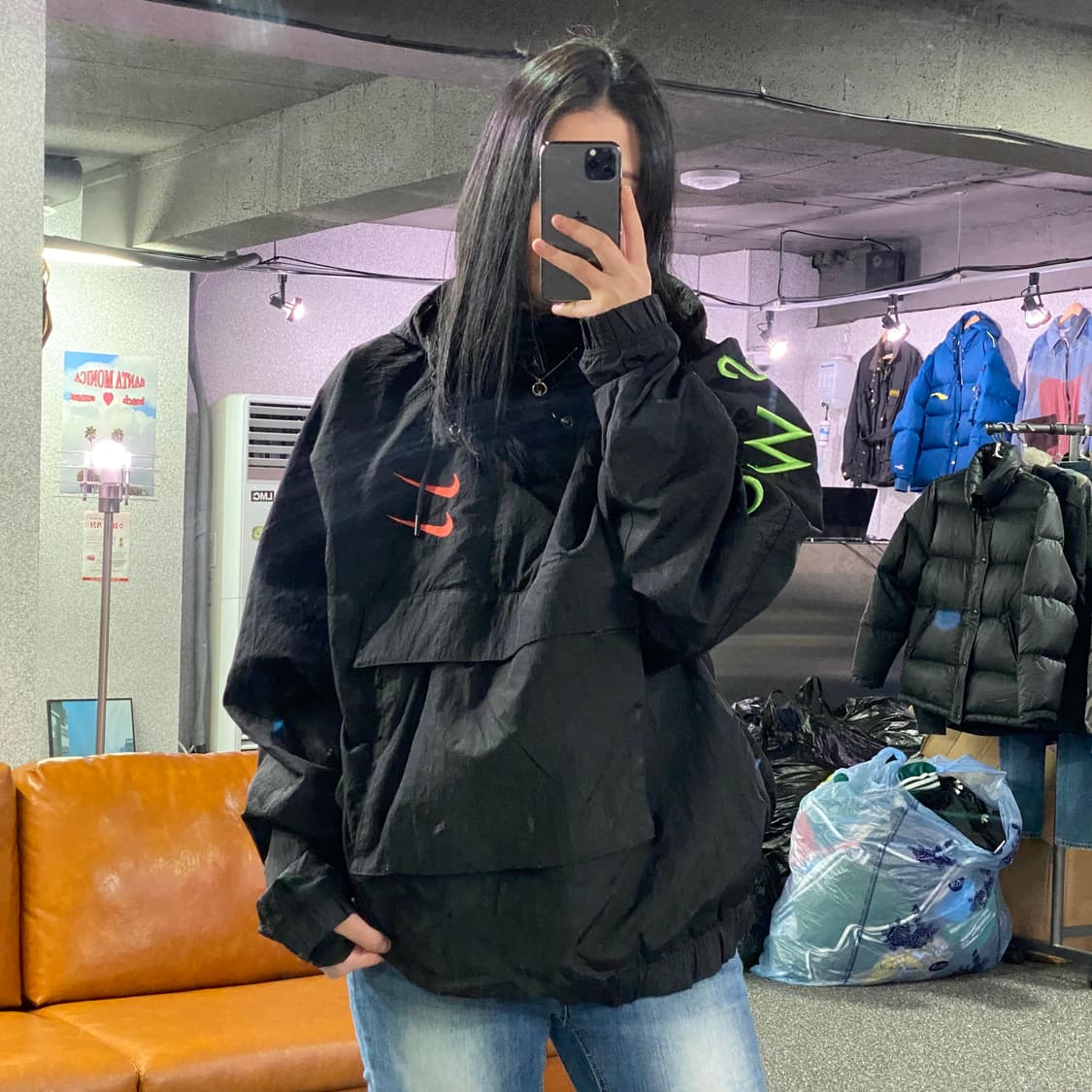 나이키 더블 스우시 박시핏 나일론  우븐 아노락 B3513 상품이미지1