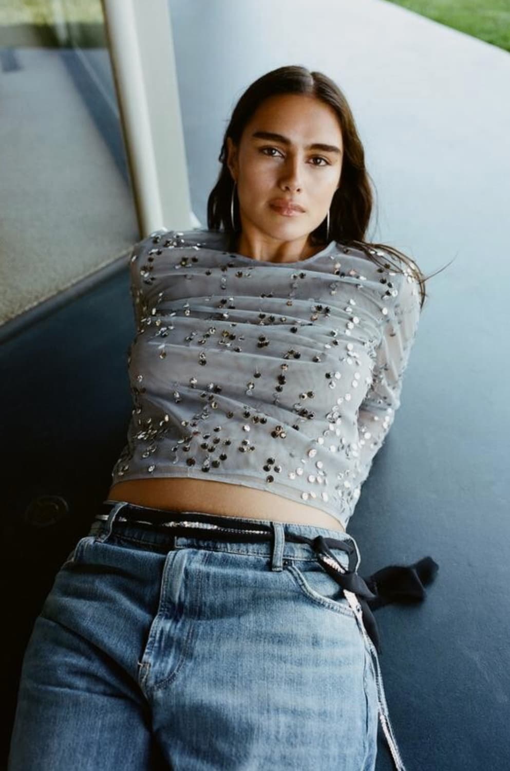 자라 시스루 시퀸 크롭탑 상품이미지2