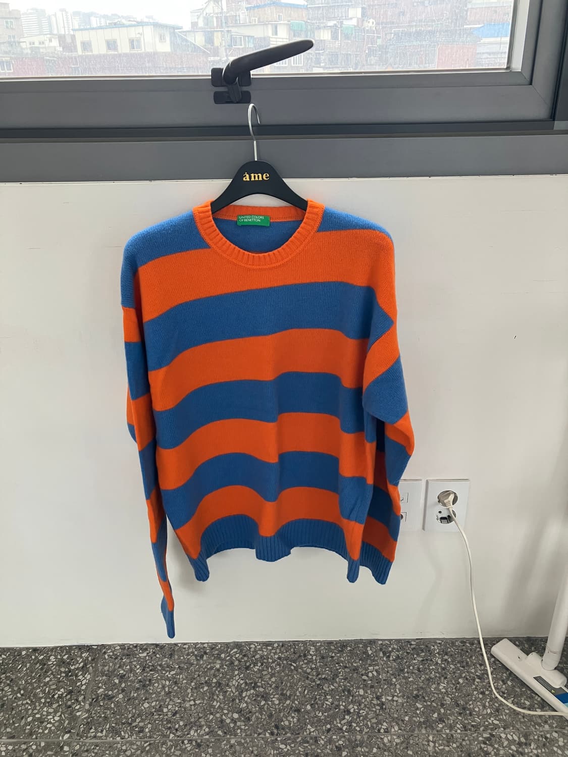 베네통 스트라이프 니트 오렌지/블루 상품이미지1